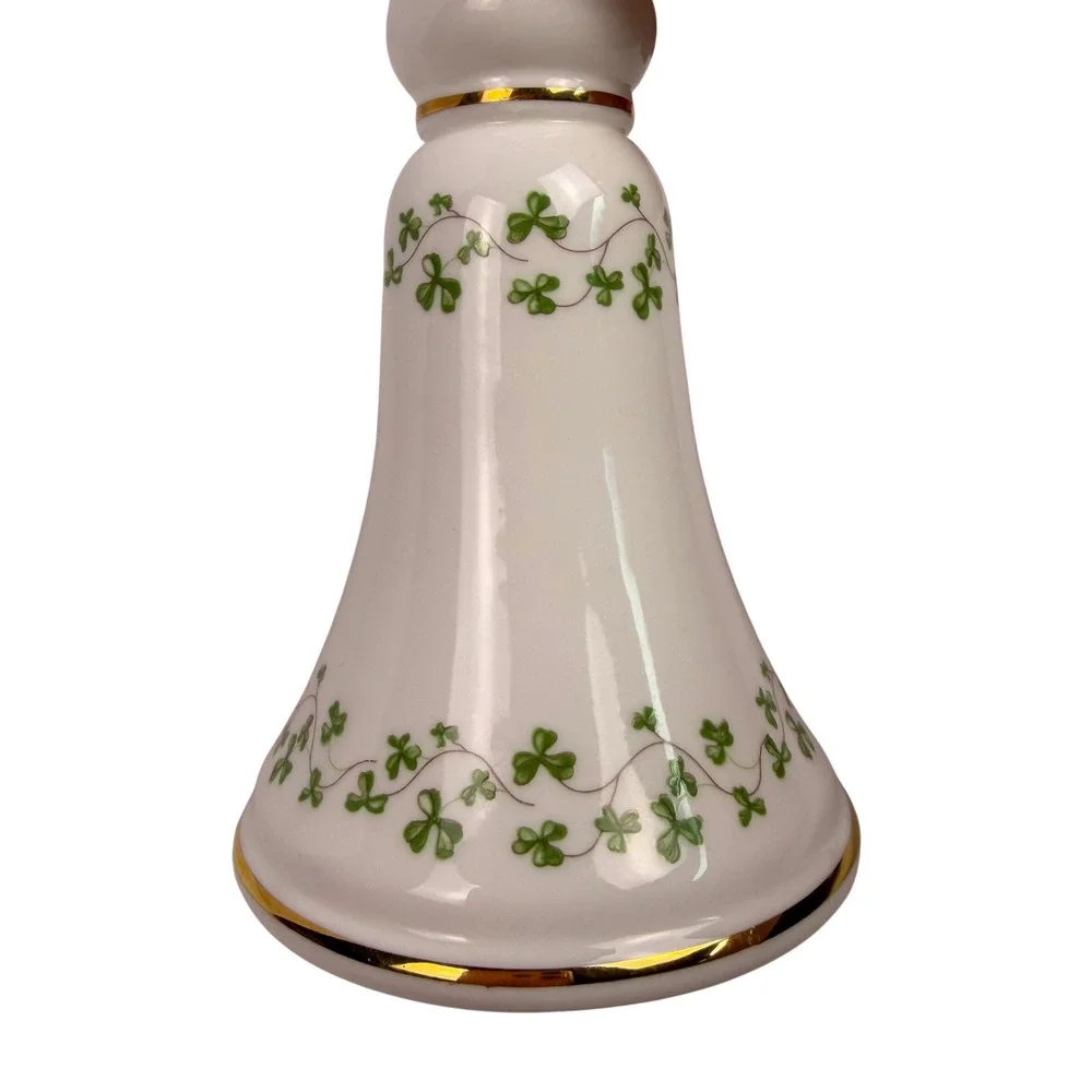 Royal Tara Irish Cottagecore Shamrock Candlestick Holder White Fine Bone China